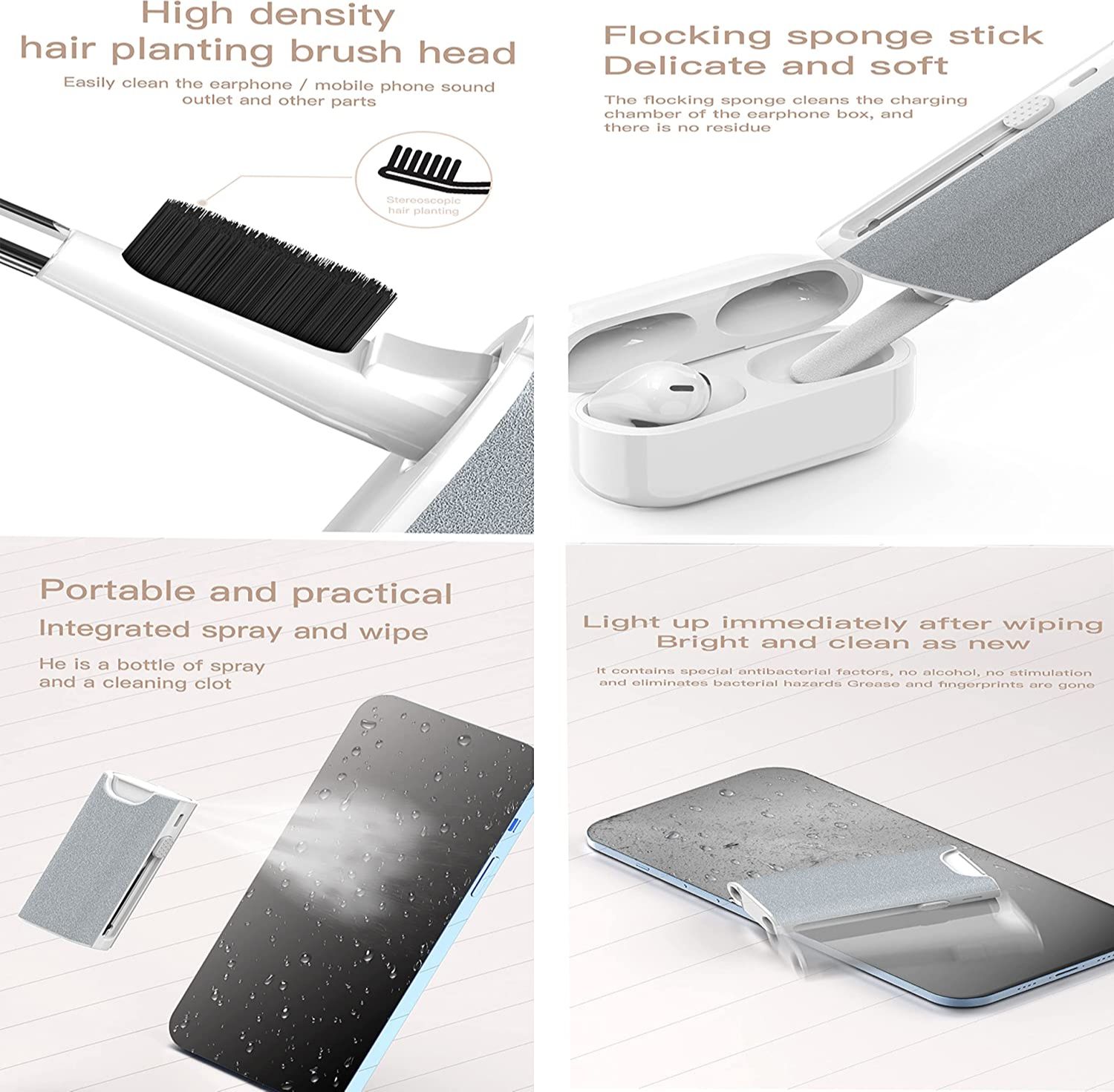 5 in 1 Earphone Cleaner Brush  - Screen Cleaner Spray ulasan dan harga