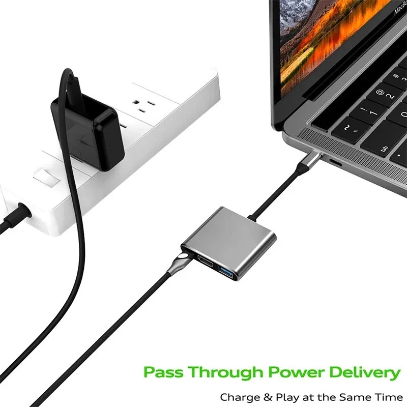 USB C HUB 3in1 Type C 3.0 to H - Hdmi Phone Adapter ulasan dan harga