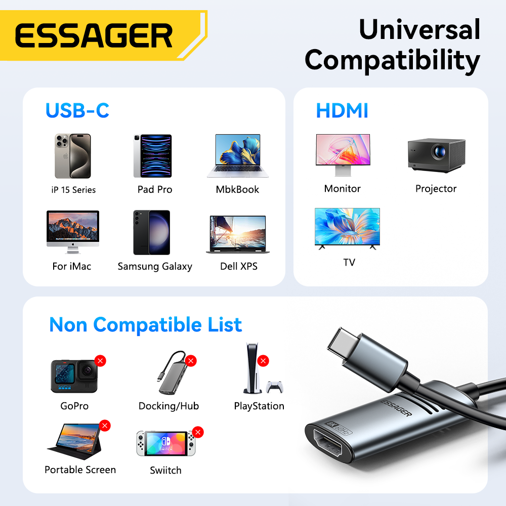 Essager HDMI To USB Type C Ada - Hdmi Phone Adapter ulasan dan harga